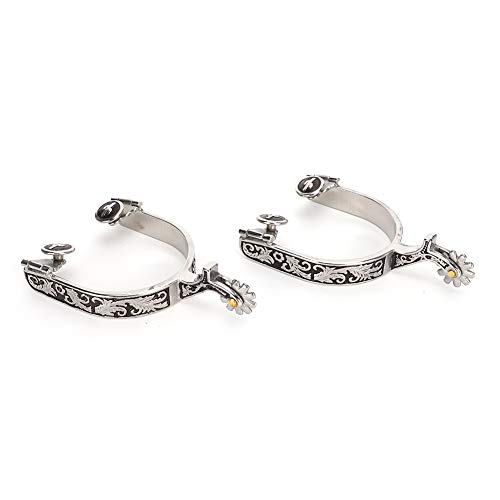 KUIDAMOS Pferdesporen, Silbernes Cowboy-Sporen-Set aus Edelstahl mit Exquisitem Muster, Reitsport-Wettkampfausrüstung für das Pferdetraining KUIDAMOS Pferdesporen, Silbernes Cowboy-Sporen-Set aus Edelstahl mit Exquisitem Muster, Reitsport-Wettkampfausrüstung für das Pferdetraining von KUIDAMOS
