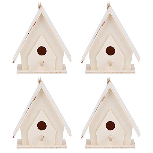 KUIKUI Vogelhaus aus Holz, zum Aufhängen, Mini-Nester, Käfig, Ornament, Basteln für Garten, Hof, Dekoration, 4 Stück von KUIKUI
