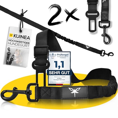 KUINEA® 2 Stück Hundegurt Auto - elastischer Sicherheitsgurt Hund mit Rückdämpfung - für alle Hunderassen&Autotypen - Anschnallgurt Hund Auto - Hunde Zubehör Auto, Hund anschnallen Auto von KUINEA