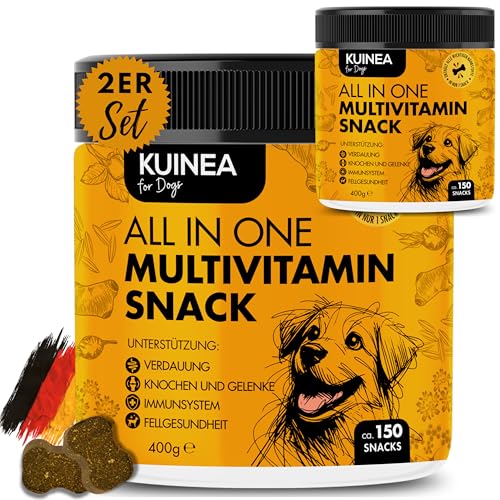 KUINEA® 2X Hunde Vitamine als Leckerli | All-in-One Multivitamin für Hunde | 2X 150 Snacks (800 g) | Immunsystem, Knochen, Verdauung, Fell | Nahrungsergänzung Hund | ca. 10-Monats-Vorrat (2er Pack) von KUINEA