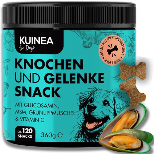 KUINEA® Gelenk Vitamine für Hunde – 120 Leckerli (360g) mit Grünlippmuschel Hund, Glucosamin, MSM & Vitamin C – ohne Getreide & Zucker, Gelenk-Snack ideal für Knochen & Gelenke von KUINEA