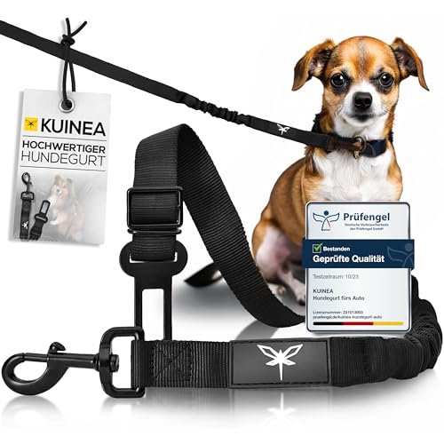 KUINEA® Hundegurt Auto - elastischer Sicherheitsgurt Hund mit Rückdämpfung - für alle Hunderassen&Autotypen - Anschnallgurt Hund Auto - Hunde Zubehör Auto, Hund anschnallen Auto, Hunde Autogurt robust von KUINEA