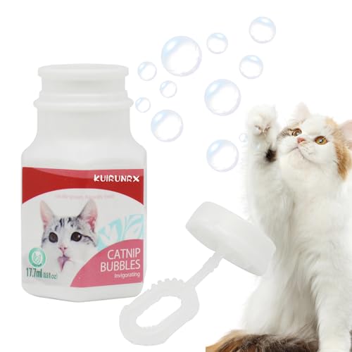 KUIRUNRX® Katzenminze Seifenblasen, Katzenminze-Blasen Für Katzen, Geschmack Für Haustiere, Mit Katzenminze, Natürliches Haustierfreundliches, Duftendes Katzenspielzeug Für Kätzchen（ 17.7 Ml） von KUIRUNRX