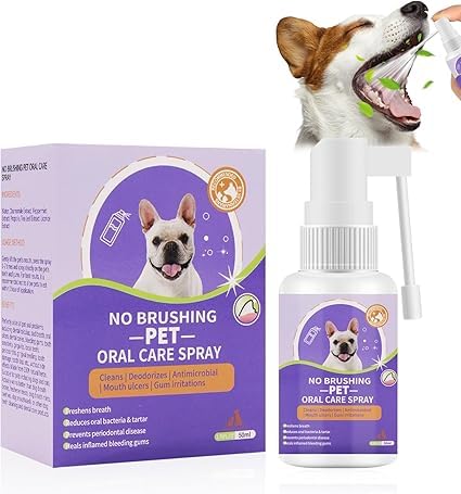 KUIRUNRX Zahnreinigungsspray für Hunde & Katzen, Dentalspray für Hunde, Haustier-Mundspray Saubere Zähne, Zahnpflege Sorgt für einen frischen Atem, 50ml von KUIRUNRX