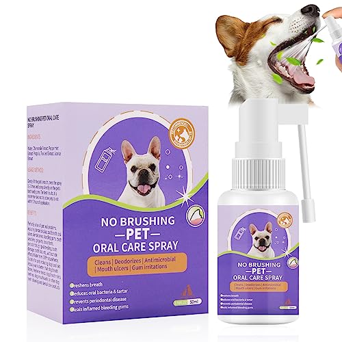 KUIRUNRX Zahnreinigungsspray für Hunde & Katzen, Dentalspray für Hunde, Haustier-Mundspray Saubere Zähne, Zahnpflege Sorgt für einen frischen Atem, 50ml von KUIRUNRX