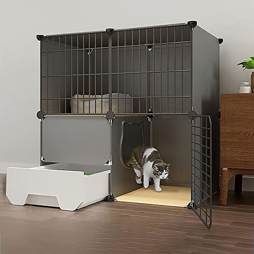 Großer Katzenkäfig, abnehmbare Metallhütte, Katzenlaufstall für den Innenbereich, mit Katzentoilette, ideal für 1-3 Katzen, 2/3 Etagen, Katzengehege für Bewegung und Spielen von KUMIAO