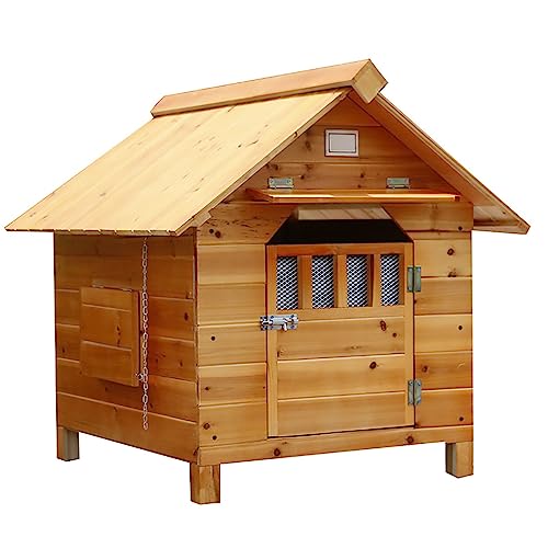 Hundehütte aus Holz für drinnen und draußen, wetterfest, atmungsaktiv, für kleine, mittelgroße und große Hunde, einfach zu montieren, ideal für den Winter, Katzenhaus-Kompatibilität von KUMIAO