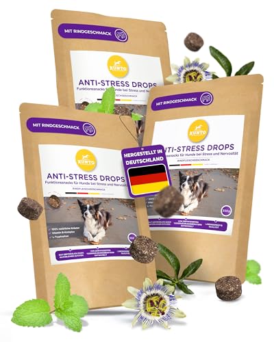 KUNTO® Relax Time für Hunde - Natürliches Beruhigungsmittel für Hunde für entspannte Momente ohne Stress & Angst - Drops mit Rindfleischgeschmack - hohe Akzeptanz - Deutsche Herstellung (3x350g) NEU von KUNTO
