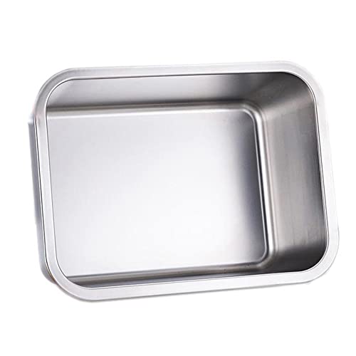 KUNWU Edelstahlblechpfanne S - 35 x 25 x 10 cm, rechteckige Backform, Kuchenform, korrosionsbeständig, leicht zu reinigen, langlebige Pfanne (S (14"x10"), 4" Tief) von KUNWU