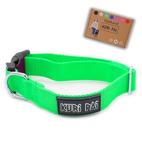 KURI PAI® Hundehalsband, Klassisches Halsband für Hunde aus weichem Bambus, sicherer Verschluss, Grün, Größe M für mittlere Hunde von KURI PAI