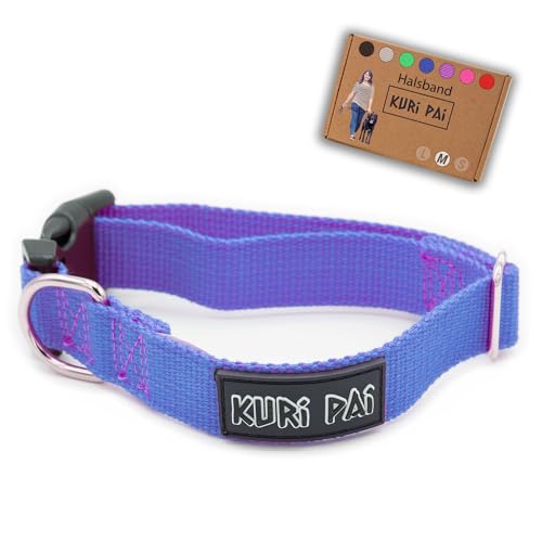 KURI PAI® Hundehalsband, Klassisches Halsband für Hunde aus weichem Bambus, sicherer Verschluss, Lila, Größe M für mittlere Hunde von KURI PAI