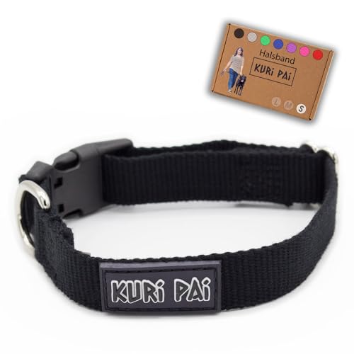 KURI PAI® Hundehalsband, Klassisches Halsband für Hunde aus weichem Bambus, sicherer Verschluss, Schwarz, Größe S für kleine Hunde von KURI PAI