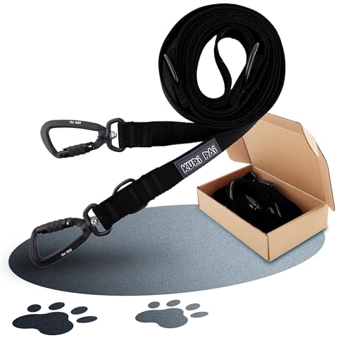 KURI PAI® Sichere Hundeleine 3m für große Hunde | Verstellbare Hundeleine mit Sicherheitskarabiner | Schwarz von KURI PAI