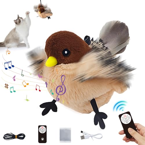 KUWUNG Katzenspielzeug Vogel, Elektrisch Vogelspielzeug für Katzen, Fliegender Vogel katzenspielzeug mit Fernbedienung und USB-Ladekabel, Geräusche Macht Vogel Katzenspielzeug, Flapping Bird Cat Toy KUWUNG Katzenspielzeug Vogel, Elektrisch Vogelspielzeug für Katzen, Fliegender Vogel katzenspielzeug mit Fernbedienung und USB-Ladekabel, Geräusche Macht Vogel Katzenspielzeug, Flapping Bird Cat Toy von KUWUNG