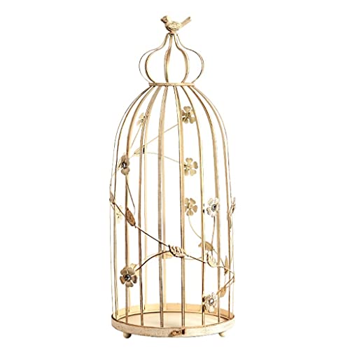 Vogelträger Vogelkäfig Papagei Käfig Retrostil Schmiedeeisern gebürstet Gold Vogelkäfig Hochzeitsdekoration Kreative Familie Kerzenhalter Kerze Requisiten Landung Haustierzubehör ( Color : A ) von KUYWLMKMZZ