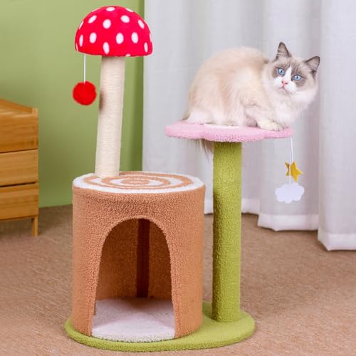 Kratzbaumturm für Hauskatzen, mehrstöckige Katzenwohnung, Katzenbettmöbel mit Kratzbaum, Aktivitätscenter für Kätzchen von KUviez