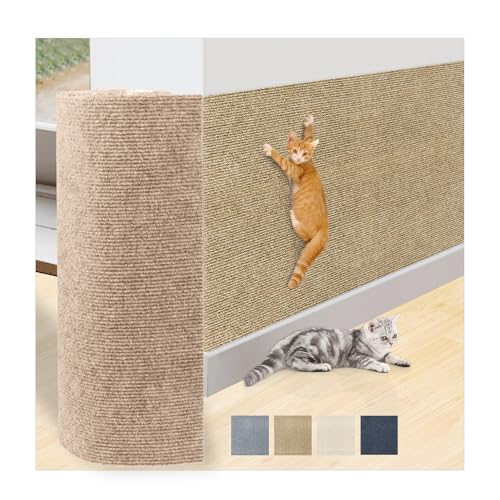 Kratzmatte für Katzen, 250 x 40 cm, Selbstklebende Teppichmatte, zuschneidbar, Kratz-Möbelschutz, Ersatz für Kratzbaum, Regale, Couch, Möbel, DIY-Schutz von KVIDA