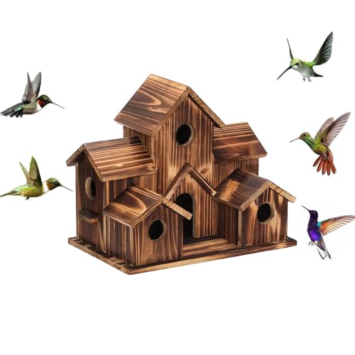 Vogelhaus, Holz-Vogelhäuser zum Aufhängen im Freien, 5 Löcher, handgefertigtes natürliches Vogelhaus für Hinterhof, Innenhof, Terrasse Vogelhaus, Holz-Vogelhäuser zum Aufhängen im Freien, 5 Löcher, handgefertigtes natürliches Vogelhaus für Hinterhof, Innenhof, Terrasse von KWJNH
