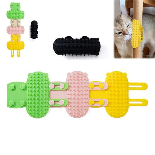2 Stück 2-In-1 Selbstreinigende Katzenbürste,cat Groomer,cat Groomer,Cat Brush Katzen Bürste Katze Katzenpflege Massage Haarausfallbürste Verstellbar Katzengesichtskratzer für Tischbeine von KWJTOY