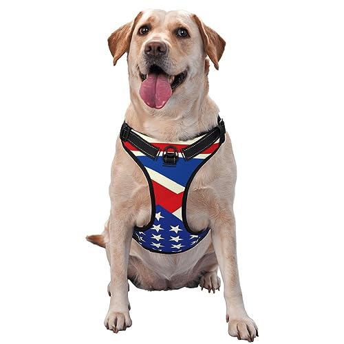 Atmungsaktives Hundegeschirr mit amerikanischer und britischer Flagge für Spaziergänge im Freien – kein Würgen, kein Ziehen, weich gepolsterte Weste Atmungsaktives Hundegeschirr mit amerikanischer und britischer Flagge für Spaziergänge im Freien – kein Würgen, kein Ziehen, weich gepolsterte Weste von KWQDOZF
