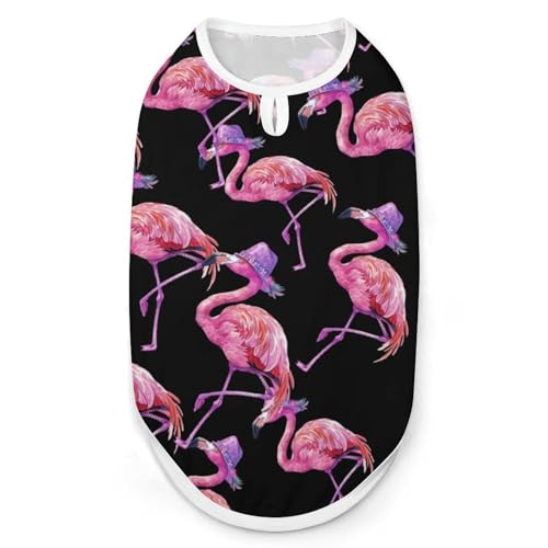 Flamingo mit Hut, Hundehemd, Katzenkleidung, Sommer, atmungsaktiver Pullover, ärmellos, Tanktop für kleine, mittelgroße und große Haustiere Flamingo mit Hut, Hundehemd, Katzenkleidung, Sommer, atmungsaktiver Pullover, ärmellos, Tanktop für kleine, mittelgroße und große Haustiere von KWQDOZF