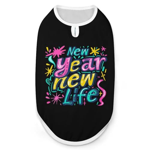 Frohes neues Jahr, neues Leben, Hunde- und Katzenkleidung, Sommer-T-Shirt, grafische Weste, ärmelloses Haustier-Tanktop Frohes neues Jahr, neues Leben, Hunde- und Katzenkleidung, Sommer-T-Shirt, grafische Weste, ärmelloses Haustier-Tanktop von KWQDOZF