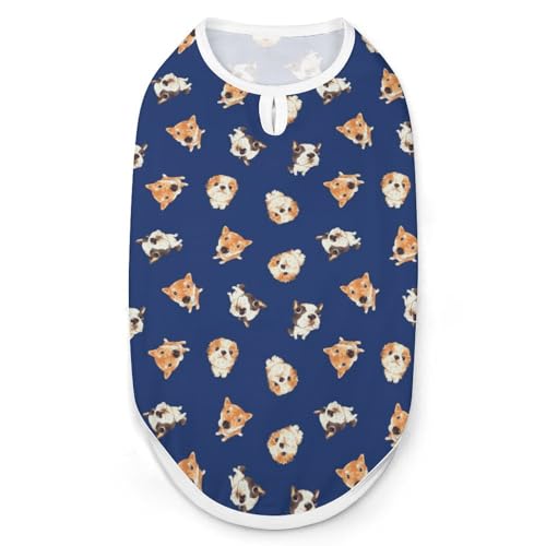 Haustier-Unterhemd mit Hundekopf-Aufdruck, ärmellos, Tanktop, weiches Haustier-T-Shirt für Katzen und Hunde, XL Haustier-Unterhemd mit Hundekopf-Aufdruck, ärmellos, Tanktop, weiches Haustier-T-Shirt für Katzen und Hunde, XL von KWQDOZF