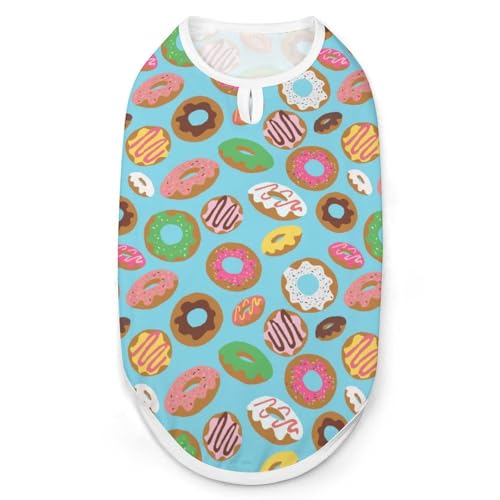 Haustierweste mit Buntem Donuts-Aufdruck, ärmelloses Tanktop, weiches Haustier-T-Shirt für Katzen und Hunde, Größe M Haustierweste mit Buntem Donuts-Aufdruck, ärmelloses Tanktop, weiches Haustier-T-Shirt für Katzen und Hunde, Größe M von KWQDOZF