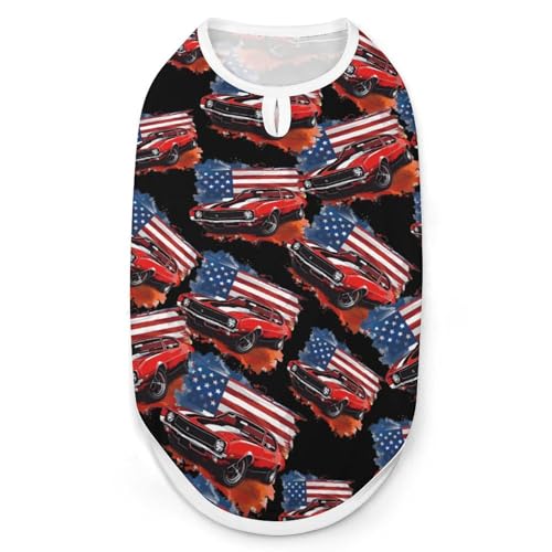 Hunde-Shirt und Katzenkleidung mit amerikanischer Muscle-Car-Flagge, atmungsaktiver Sommerpullover, ärmelloses Tanktop für kleine, mittelgroße und große Haustiere Hunde-Shirt und Katzenkleidung mit amerikanischer Muscle-Car-Flagge, atmungsaktiver Sommerpullover, ärmelloses Tanktop für kleine, mittelgroße und große Haustiere von KWQDOZF