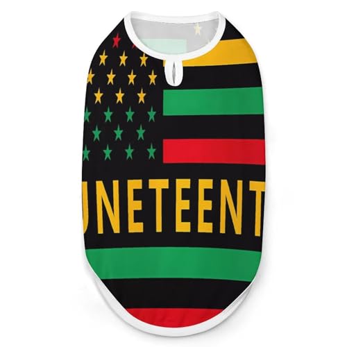 Hunde-Shirt und Katzenkleidung mit der Happy Juneteenth-Flagge, Schwarz, Befreiungsmonat, Sommerpullover, ärmellos, Tanktop für kleine, mittelgroße und große Haustiere Hunde-Shirt und Katzenkleidung mit der Happy Juneteenth-Flagge, Schwarz, Befreiungsmonat, Sommerpullover, ärmellos, Tanktop für kleine, mittelgroße und große Haustiere von KWQDOZF