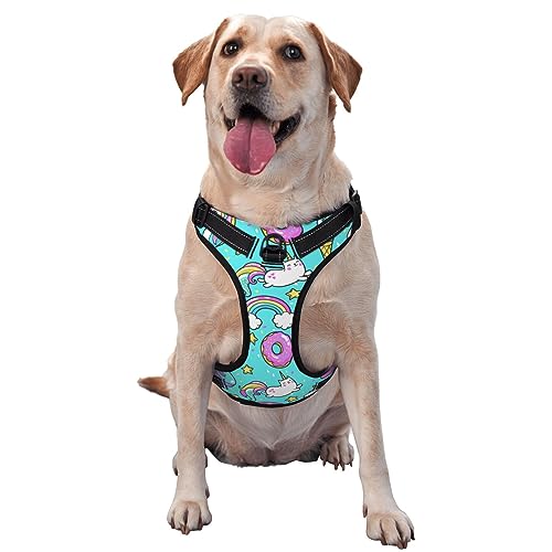 Hundegeschirr für jedes Wetter im Westengeschirr für kleine, mittelgroße und große Hunde von Best Pet Supplies (Himmelblau, Cartoon, Einhörner, Donuts, Regenbogen, 80er, 90er) von KWQDOZF