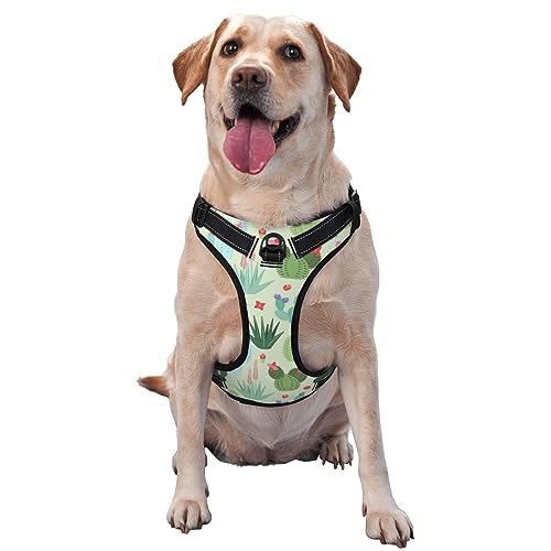 Hundegeschirr ohne Ziehen, Frontclip, strapazierfähig, Kakteen und Sukkulenten, leicht zu kontrollierender Griff zum Gassigehen mit großen Hunden Hundegeschirr ohne Ziehen, Frontclip, strapazierfähig, Kakteen und Sukkulenten, leicht zu kontrollierender Griff zum Gassigehen mit großen Hunden von KWQDOZF