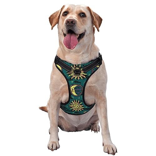 Hundegeschirr ohne Ziehen, Vintage-Astrologie, Stern, Sonne, Mond, Spazierengehen mit Leine, verstellbar, reflektierend, atmungsaktiv, Oxford, für Welpen im Freien Hundegeschirr ohne Ziehen, Vintage-Astrologie, Stern, Sonne, Mond, Spazierengehen mit Leine, verstellbar, reflektierend, atmungsaktiv, Oxford, für Welpen im Freien von KWQDOZF