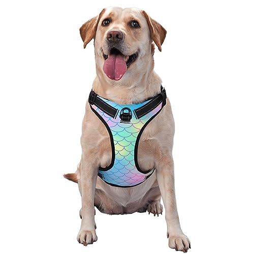 Hundegeschirr ohne Ziehen, schöne Meerjungfrau-Fischschuppe, mit Frontclip und leicht zu kontrollierendem Griff zum Gehen, Training und Laufen Hundegeschirr ohne Ziehen, schöne Meerjungfrau-Fischschuppe, mit Frontclip und leicht zu kontrollierendem Griff zum Gehen, Training und Laufen von KWQDOZF