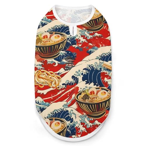 Japanisches Ramen-Wellen-Hundehemd, Katzenkleidung, Sommer, atmungsaktiver Pullover, ärmelloses Tanktop für kleine, mittelgroße und große Haustiere Japanisches Ramen-Wellen-Hundehemd, Katzenkleidung, Sommer, atmungsaktiver Pullover, ärmelloses Tanktop für kleine, mittelgroße und große Haustiere von KWQDOZF
