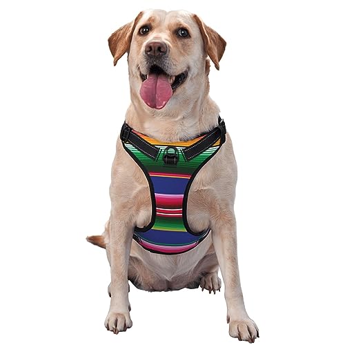 Neuartiges, farbenfrohes Hundegeschirr mit mexikanischen Streifen in Deckenform, kein Ziehen, verstellbares Haustiergeschirr für draußen, zum Trainieren, Spazierengehen, kein Würgen Neuartiges, farbenfrohes Hundegeschirr mit mexikanischen Streifen in Deckenform, kein Ziehen, verstellbares Haustiergeschirr für draußen, zum Trainieren, Spazierengehen, kein Würgen von KWQDOZF