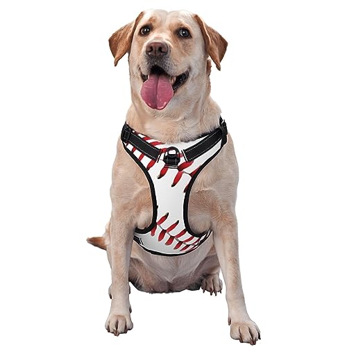 Neuartiges Hundegeschirr ohne Ziehen, verstellbar, amerikanische rote Linie, weiße Baseball-Haustierweste, weiche Kontroll-Trainingsgriff für kleine, mittelgroße und große Hunde Neuartiges Hundegeschirr ohne Ziehen, verstellbar, amerikanische rote Linie, weiße Baseball-Haustierweste, weiche Kontroll-Trainingsgriff für kleine, mittelgroße und große Hunde von KWQDOZF