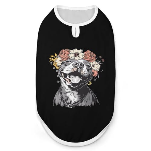 Pitbull-Hund mit Kopfkranz, Hunde- und Katzenkleidung, Sommer-T-Shirt, grafische Weste, ärmellos, Haustier-Tanktop Pitbull-Hund mit Kopfkranz, Hunde- und Katzenkleidung, Sommer-T-Shirt, grafische Weste, ärmellos, Haustier-Tanktop von KWQDOZF