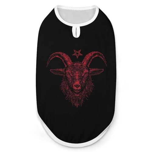 Satanische Ziege mit Pentagramm, Hunde- und Katzenkleidung, Sommer-T-Shirt, grafische Weste, ärmellos, Haustier-Tanktop Satanische Ziege mit Pentagramm, Hunde- und Katzenkleidung, Sommer-T-Shirt, grafische Weste, ärmellos, Haustier-Tanktop von KWQDOZF