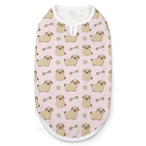 Süßes Haustier-T-Shirt mit Hunderassen-Mops- und Hunde-Aufdruck, ärmellos, Tanktop, weiches Haustier-T-Shirt für Katzen und Hunde, M Süßes Haustier-T-Shirt mit Hunderassen-Mops- und Hunde-Aufdruck, ärmellos, Tanktop, weiches Haustier-T-Shirt für Katzen und Hunde, M von KWQDOZF