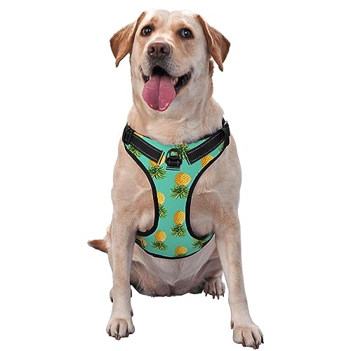 Verstellbares Haustiergeschirr-Halsband und Leinen-Set für Hunde, Welpen und Katzen, Outdoor-Training und Laufen, weiches Westengeschirr (Upside Down Pines Tropical) von KWQDOZF