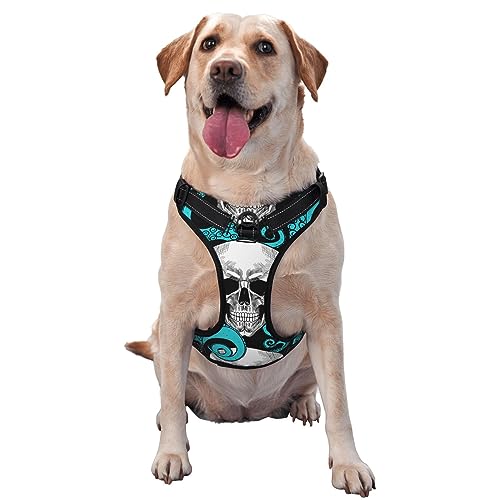 Weiches, atmungsaktives Hundegeschirr mit Oktopus und Totenkopf, doppelte modische Weste mit verstellbarem Hals- und Brustbereich Weiches, atmungsaktives Hundegeschirr mit Oktopus und Totenkopf, doppelte modische Weste mit verstellbarem Hals- und Brustbereich von KWQDOZF