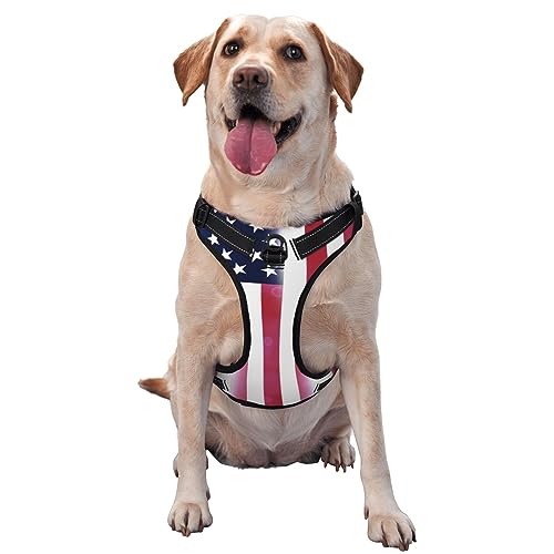 Weiches, rot-blau-weißes Hundegeschirr mit amerikanischer Flagge, atmungsaktiv, doppelte modische Weste mit verstellbarem Hals- und Brustbereich Weiches, rot-blau-weißes Hundegeschirr mit amerikanischer Flagge, atmungsaktiv, doppelte modische Weste mit verstellbarem Hals- und Brustbereich von KWQDOZF