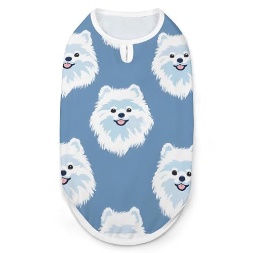 Weißes Hundehemd mit Zwergspitz, Katzenkleidung, Sommerpullover, atmungsaktiv, ärmellos, Tanktop für kleine, mittelgroße und große Haustiere Weißes Hundehemd mit Zwergspitz, Katzenkleidung, Sommerpullover, atmungsaktiv, ärmellos, Tanktop für kleine, mittelgroße und große Haustiere von KWQDOZF