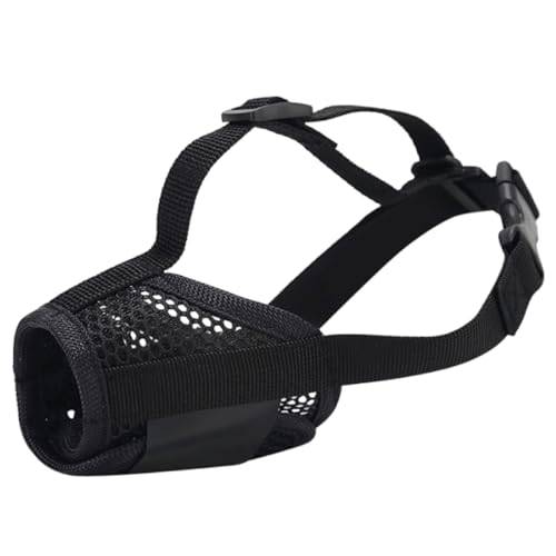 Hundekorb Maulkorb, Maulkorb for Hunde, atmungsaktives Netzgewebe mit selbstklebenden Schnallenriemen, Hunde können Trinken, in Schwarz und Khaki, mehrere Größen(Black,XS) von KXAOXGRC