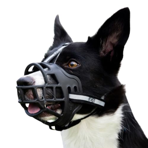 Hundekorb Maulkorb, Verstellbarer Hundemaulkorb aus Silikon for mittelgroße bis große Hunde, Rot, Schwarz, Größen 1#-6#(Black,5#) von KXAOXGRC