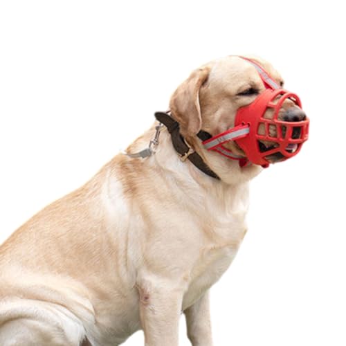 Hundekorb Maulkorb, Verstellbarer Hundemaulkorb aus Silikon for mittelgroße bis große Hunde, Rot, Schwarz, Größen 1#-6#(Red,6#) von KXAOXGRC