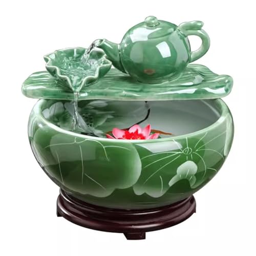 Aquarium Chinesischer Keramikfischtank Wohnzimmer Brunnen Tisch fließende Wasserschmuck Fischtank Haushalt Fischbecken Kleiner Fischtank (groß) von KXQYIKYI