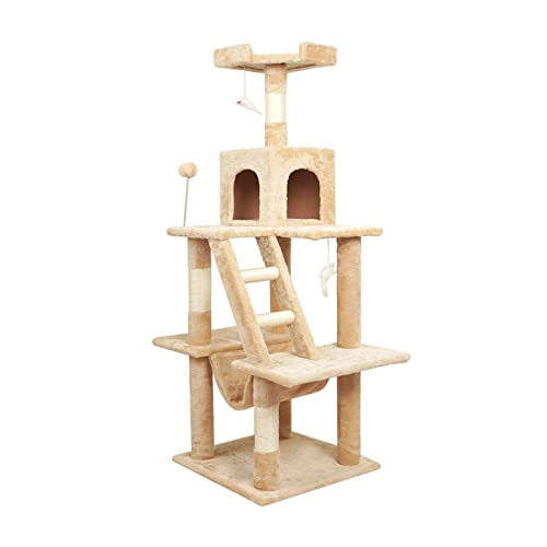 Katzenbaum, gemütlicher Katzenturm, 142 cm hohes Katzenhaus mit Hängematte, Kratzbäumen, Katzenhöhlen, Leitern, Sitzstangen, stabiles Katzen-Aktivitätszentrum Katzenbaum, gemütlicher Katzenturm, 142 cm hohes Katzenhaus mit Hängematte, Kratzbäumen, Katzenhöhlen, Leitern, Sitzstangen, stabiles Katzen-Aktivitätszentrum von KXQYIKYI