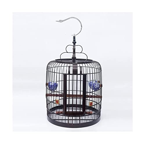 Massiver Vintage-Vogelkäfig, einfaches tragbares Vogelhaus, Schmiedeeisen, Vogelkäfig, rund, zum Aufhängen, Flugkäfig für kleine Vögel (Bronze) von KXQYIKYI